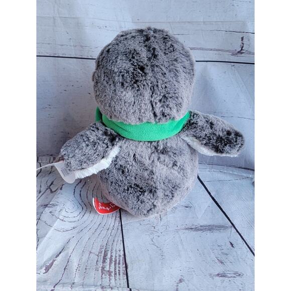 Gitzy Penguin Plush Stuffed Animal Toy Gray White Orange Green Scarf 9 Inch New - Picture 5 of 7